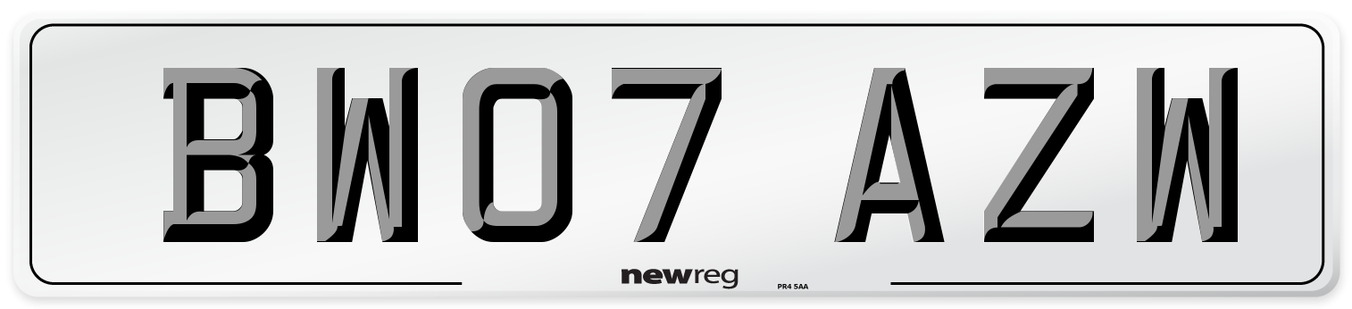 BW07 AZW Number Plate from New Reg